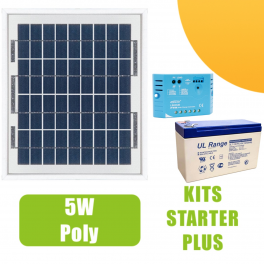 Kit panneau solaire 5W 12V avec régulateur 5A et batterie