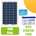 Kit panneau solaire 10W 12V avec régulateur 5A et batterie