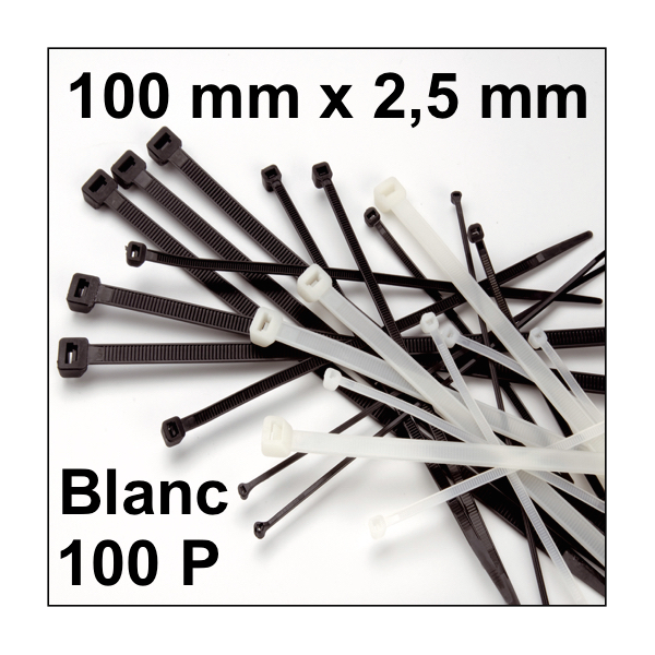 Colliers de serrage 200 x 5.00 mm, lot de 20, noirs / blancs