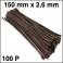 100 Colliers serrage. Serre-câbles attache-câbles Marron 150 x 2,6 mm 