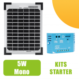 Kit panneau solaire monocristalin 5W 12V et régulateur 5A