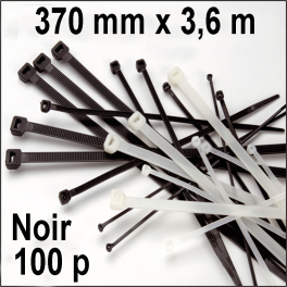 100 Colliers serrage. Serre-câbles attache-câbles Noir 370 x 3,6 mm 
